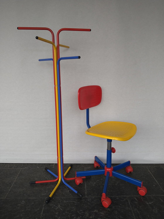 Image 1 of ikea vintage kinderstoel en kapstok 