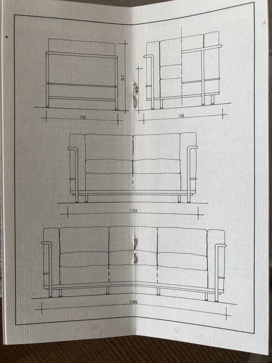 Image 1 of Le Corbusier Cassina Lc 2 Bank 2 zits