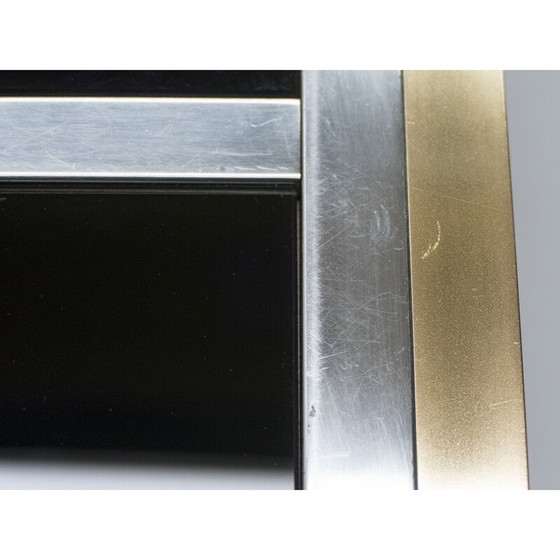 Image 1 of Vintage tafel in chroom, messing en zwart glas van Romeo Rega voor Metalarte, 1970