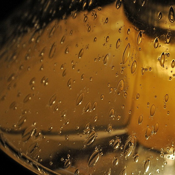 Image 1 of Vintage hanglamp van messing en glas door Jonas Hidle voor Høvik Verk, Noorwegen 1970