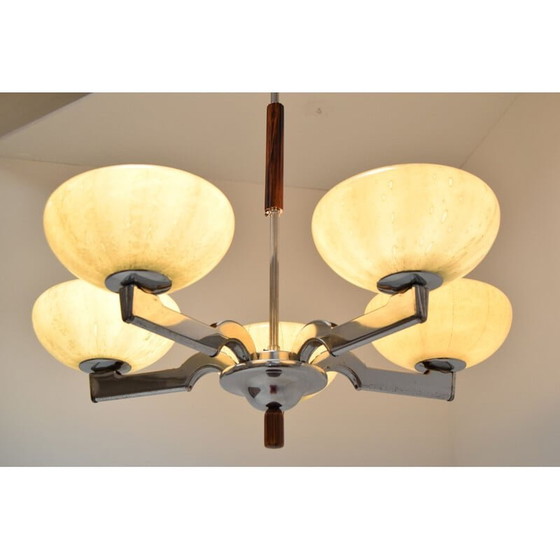 Image 1 of Vintage kroonluchter van chroomglas, Tsjecho-Slowakije 1960