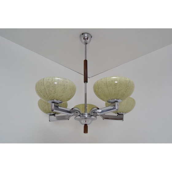 Image 1 of Vintage kroonluchter van chroomglas, Tsjecho-Slowakije 1960