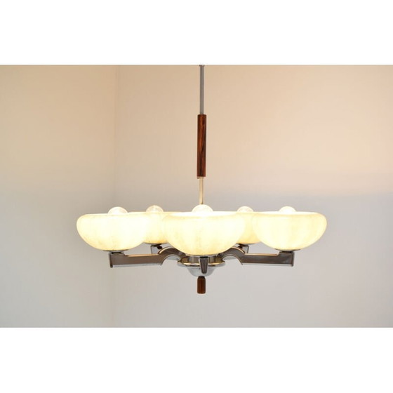 Image 1 of Vintage kroonluchter van chroomglas, Tsjecho-Slowakije 1960