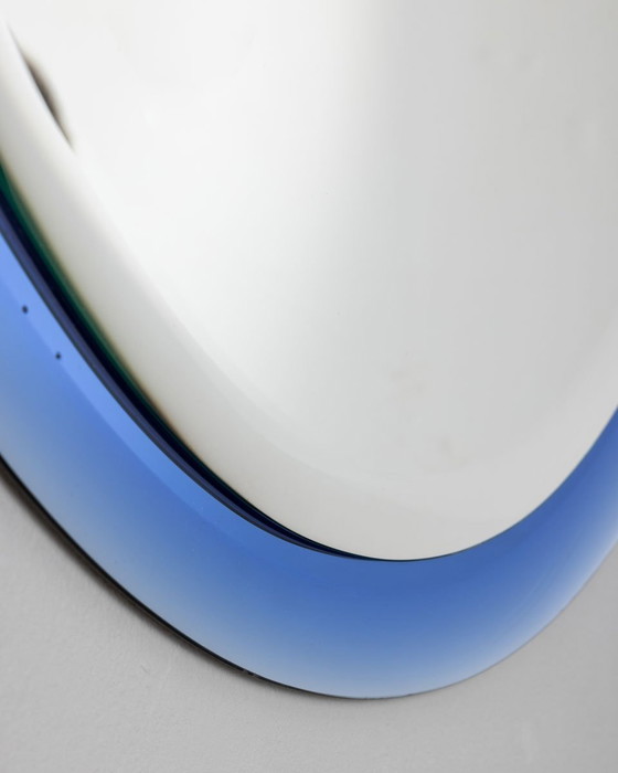 Image 1 of Vintage 70s spiegel in blauw kristal ontwerp A.Lupi voor Cristal Luxor van Antonio Lupi, 1970
