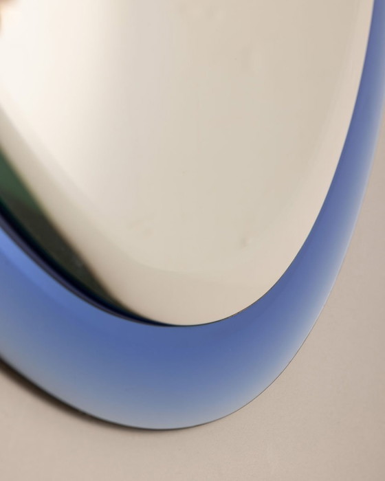 Image 1 of Vintage 70s spiegel in blauw kristal ontwerp A.Lupi voor Cristal Luxor van Antonio Lupi, 1970