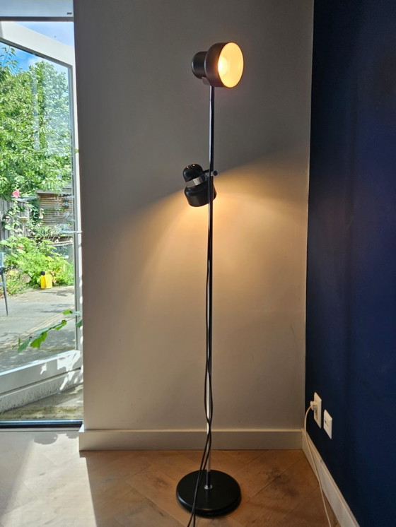 Image 1 of Erstelbare Vintage Staande Vloerlamp, Chroom Met Zwarte Spots. 1970’S