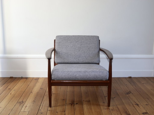 Vintage Scandinavische teakhouten fauteuil Grete Jalk 1960