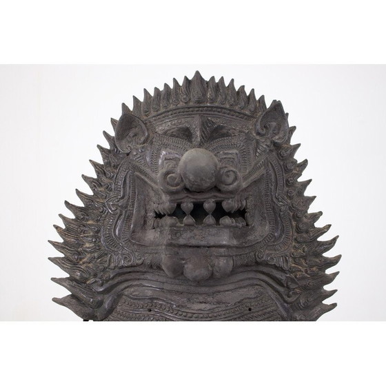 Image 1 of Paar vintage bronzen "Singha" tempel bescherm leeuwen, Thailand