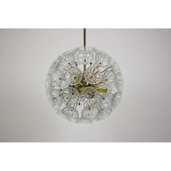 Image 1 of Vintage messing kroonluchter van Kamenický Šenov voor Preciosa, Tsjecho-Slowakije 1970