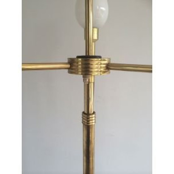 Image 1 of Franse vintage vloerlamp van hout en messing, 1970
