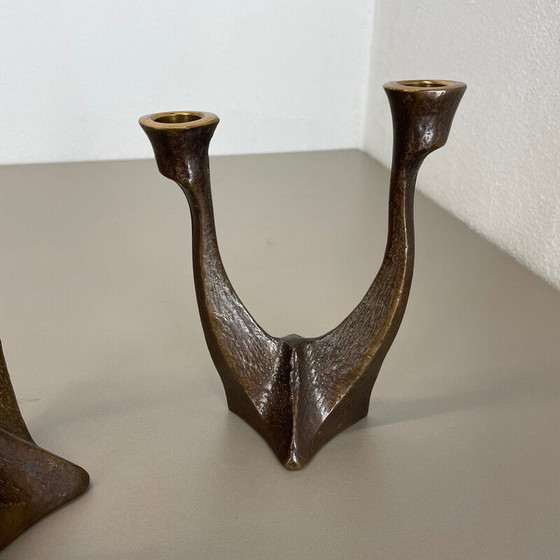 Image 1 of Paar vintage bronzen kandelaars van Michael Harjes, Duitsland 1960