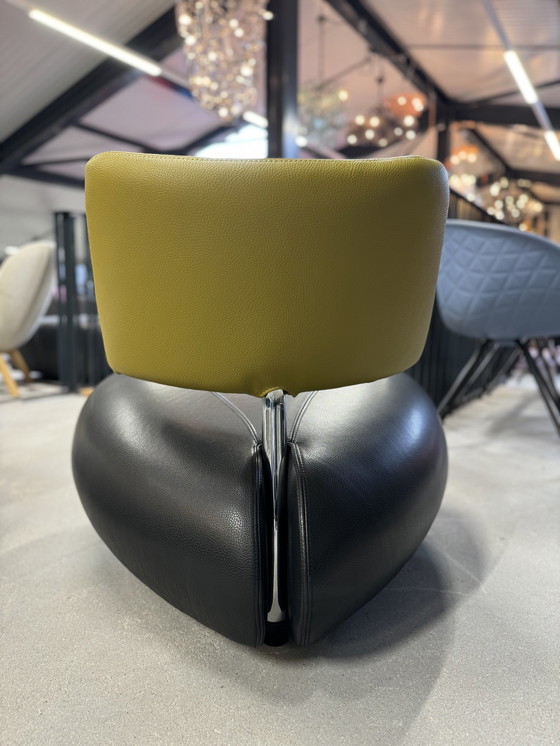 Image 1 of Leolux Pallone fauteuil zwart groen leer 