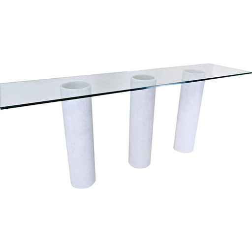 Vintage console met glazen blad, Italië