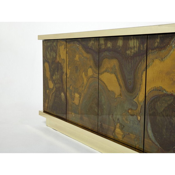 Image 1 of Vintage geoxideerd messing dressoir van Isabelle en Richard Faure voor Maison Honoré, 1970
