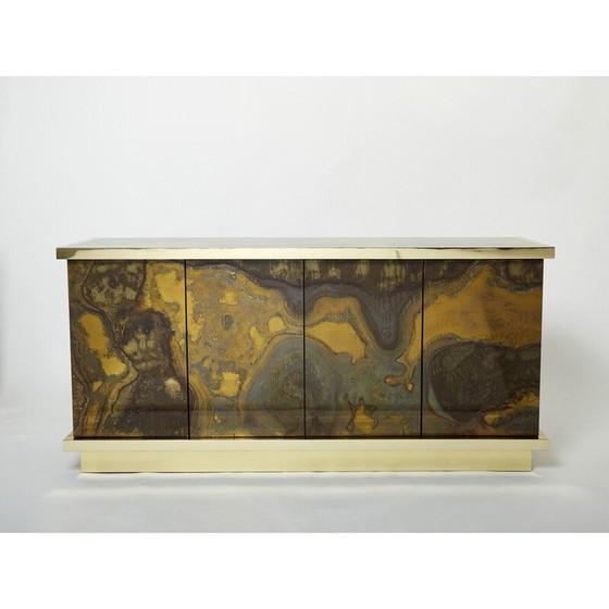 Image 1 of Vintage geoxideerd messing dressoir van Isabelle en Richard Faure voor Maison Honoré, 1970