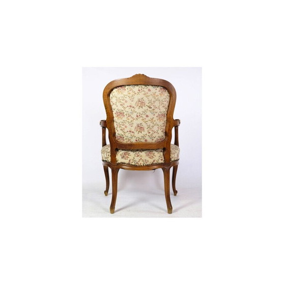Image 1 of Paar vintage Neo-Rococo fauteuils met gedecoreerde stof in licht hout, jaren 1930