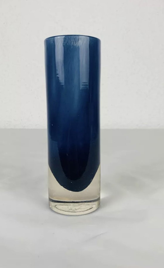 Image 1 of Vintage blauwe glazen rolvaas