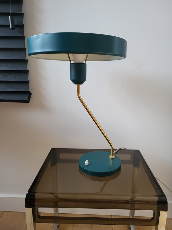 Image 1 of Vintage Louis Kalff Bureaulamp, Model Romeo, Jaren1960, Groen, Nederland