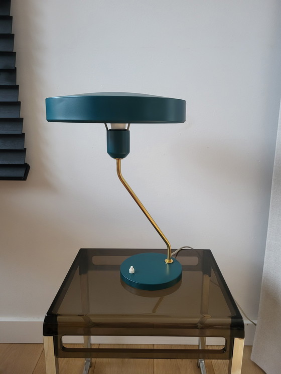 Image 1 of Vintage Louis Kalff Bureaulamp, Model Romeo, Jaren1960, Groen, Nederland