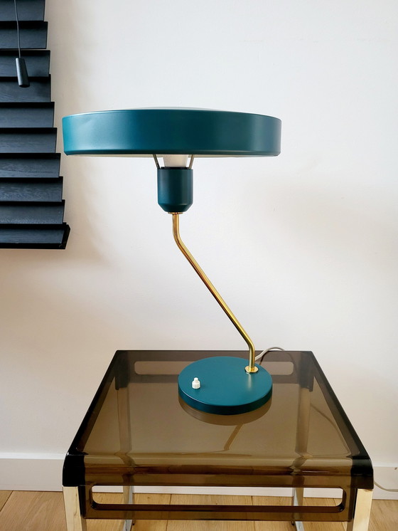 Image 1 of Vintage Louis Kalff Bureaulamp, Model Romeo, Jaren1960, Groen, Nederland