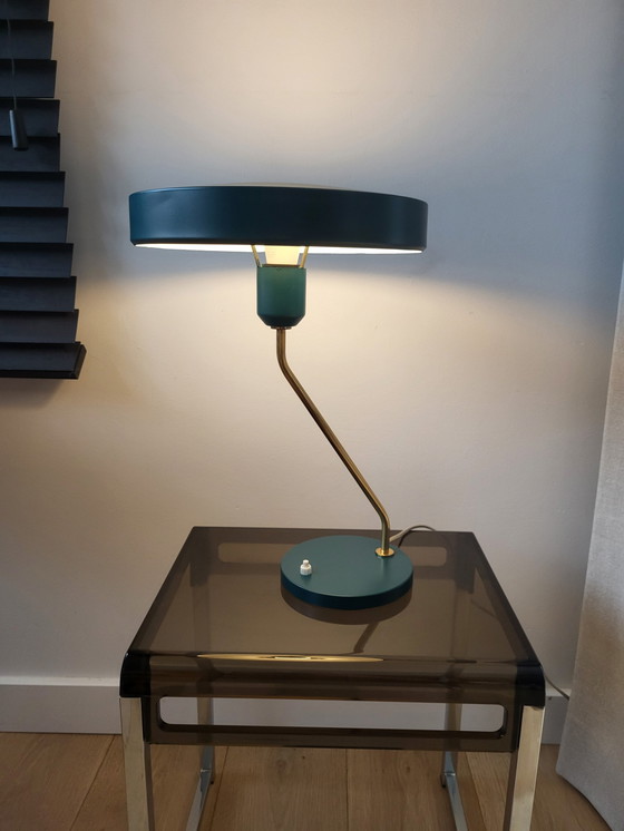 Image 1 of Vintage Louis Kalff Bureaulamp, Model Romeo, Jaren1960, Groen, Nederland