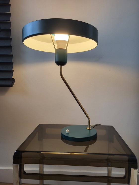 Image 1 of Vintage Louis Kalff Bureaulamp, Model Romeo, Jaren1960, Groen, Nederland