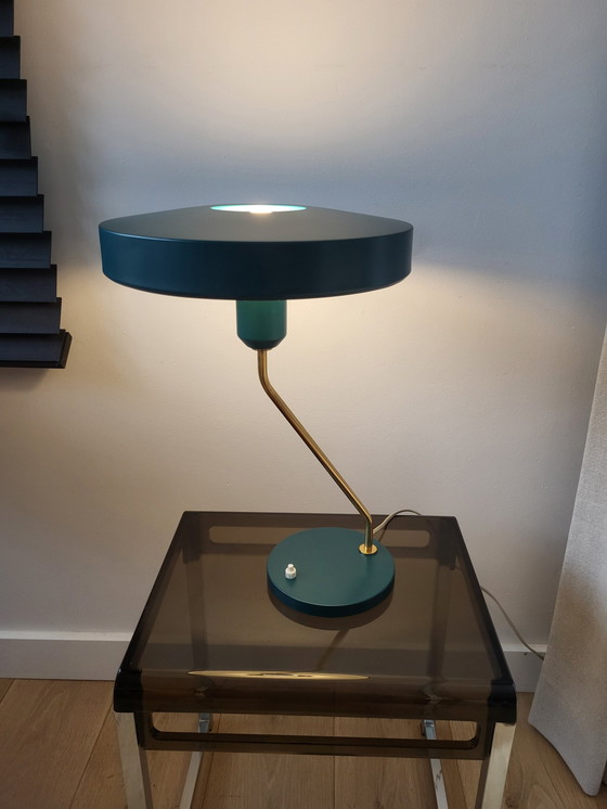 Image 1 of Vintage Louis Kalff Bureaulamp, Model Romeo, Jaren1960, Groen, Nederland