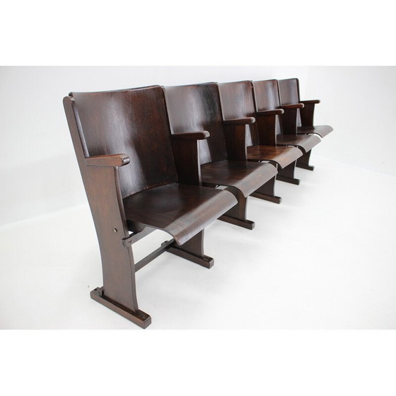 Image 1 of Vintage 5-zits bioscoopbank voor Ton, Tsjecho-Slowakije 1960