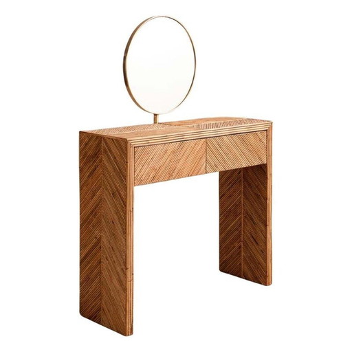 Vintage eigentijdse kaptafel van bamboe en glas, Italië