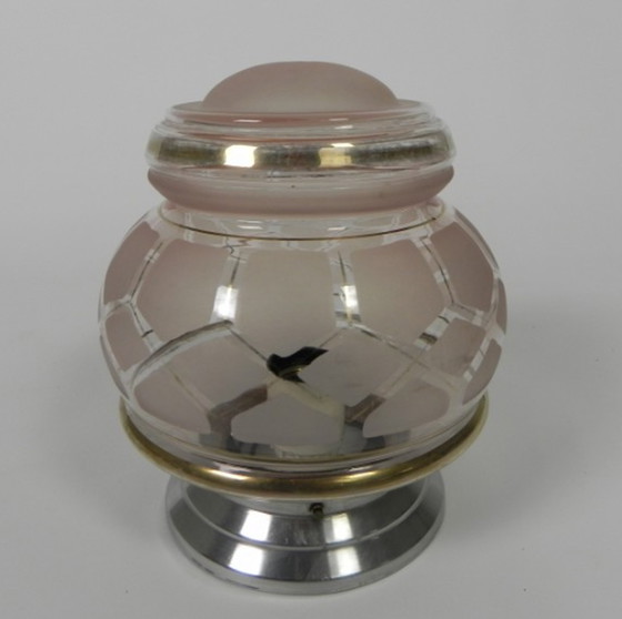 Image 1 of Art deco plafondlamp met glazen kap, jaren 1930