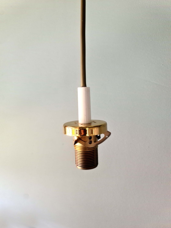 Image 1 of Vintage Hanglamp - Jaren 60 - Messing - getint glas