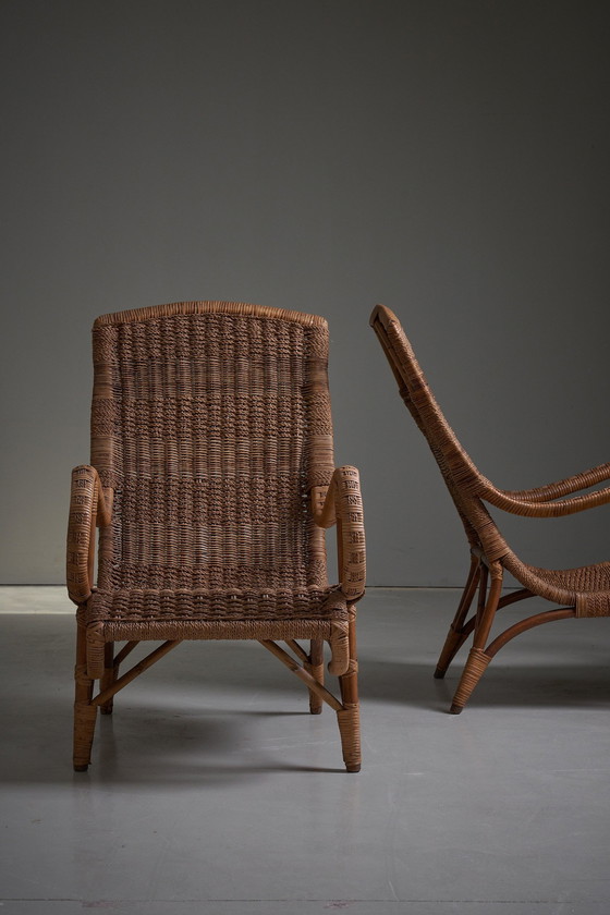 Image 1 of 2x Vintage Lounge Chairs, Rattan