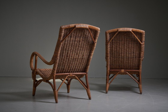 Image 1 of 2x Vintage Lounge Chairs, Rattan