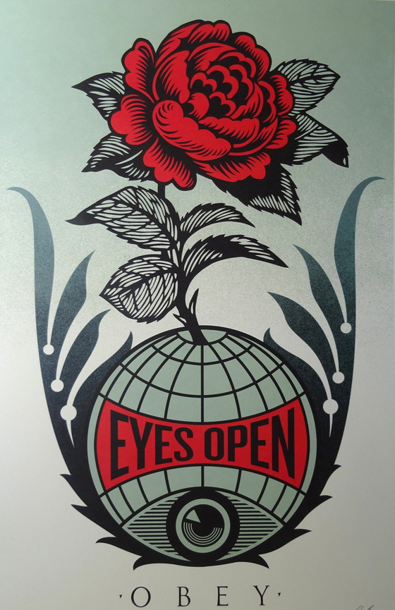 Image 1 of Shepard Fairey ( Obey ) - Eyes Open - Handgesigneerd