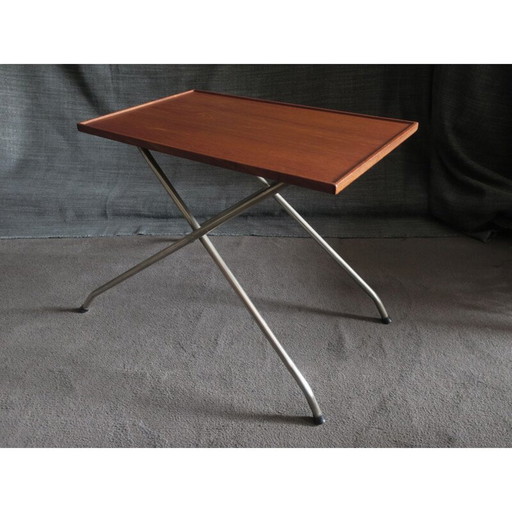 Vintage Deense Teak en Aluminium Verstelbare Tafel 1960