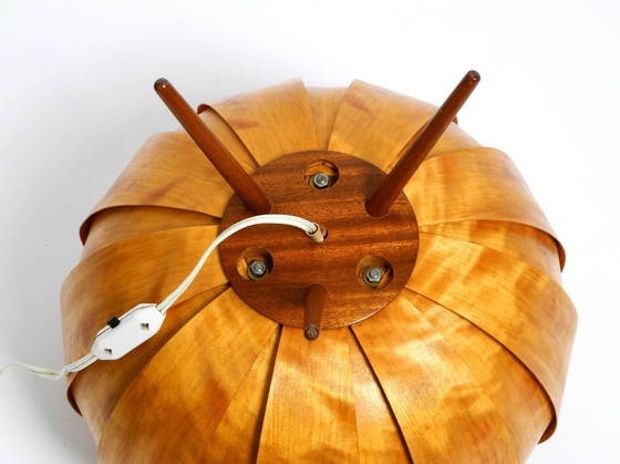 Image 1 of Grote Tsjechische houtfineer driepootlamp uit 1960 van Stanislav Kučera voor Úluv