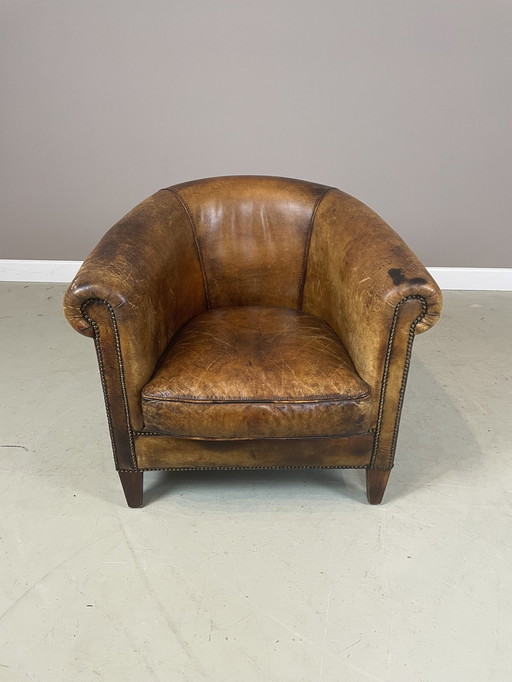 Vintage Schapenleren Clubfauteuil