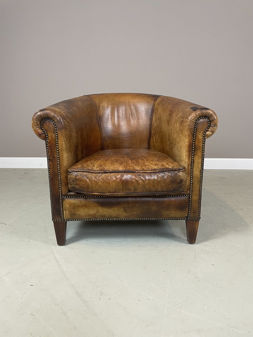 Vintage Schapenleren Clubfauteuil