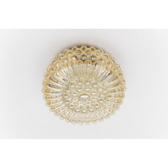 Image 1 of Vintage amber gebobbeld glazen plafondlamp, 1960