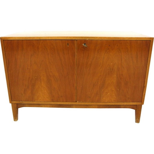 Scandinavisch notenhouten highboard vintage, Zweden 1960