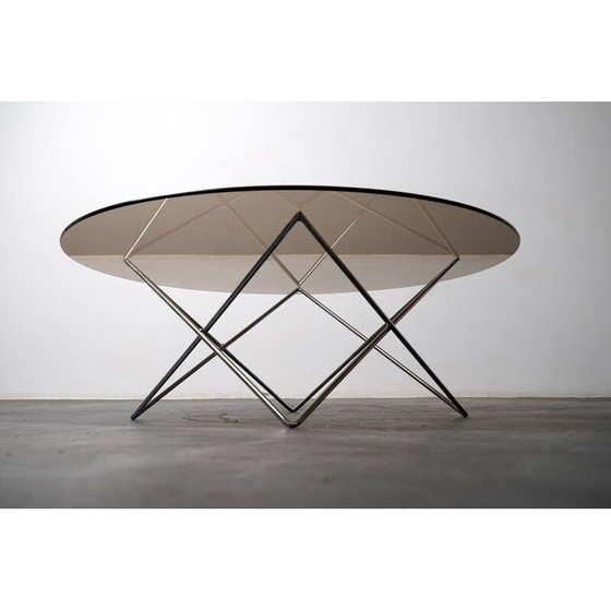 Image 1 of Vintage salontafel in gerookt glas en metaal, Duitsland 1970