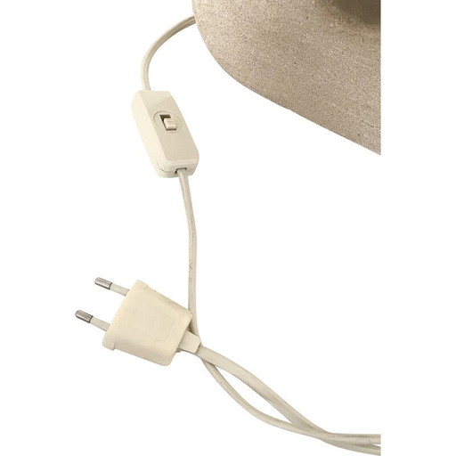 Vintage tafellamp in zandsteen en beige kleurige stof