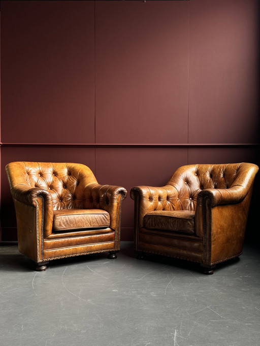 2x Chesterfield fauteuils