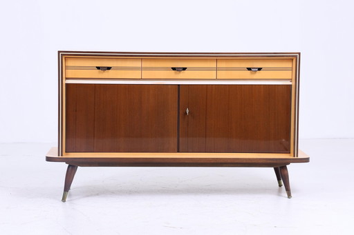 Tijdloze vintage ladekast 60s | Mid Century hoogglans kast vintage hal opbergruimte