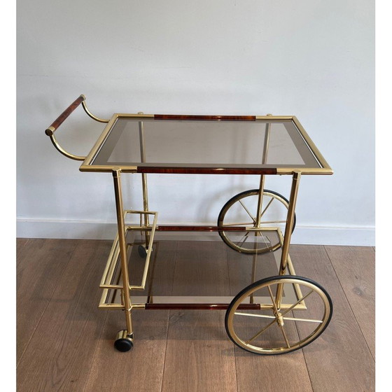 Image 1 of Vintage roltafel in messing en oranjerode celuloid