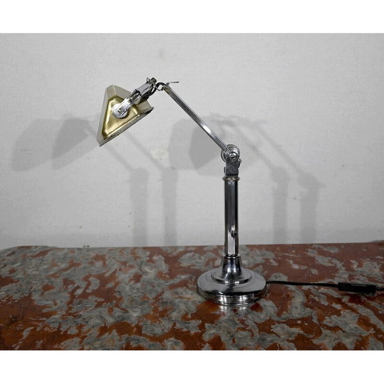 Image 1 of Vintage bureaulamp met gouden metalen kap, 1930