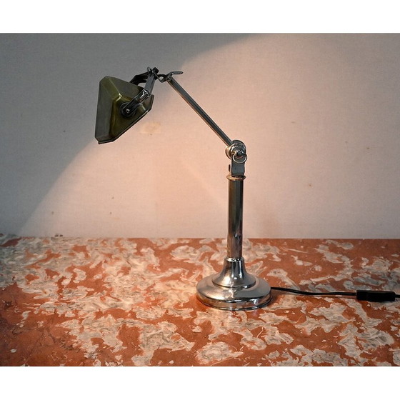 Image 1 of Vintage bureaulamp met gouden metalen kap, 1930