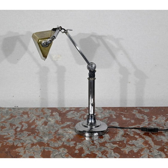 Image 1 of Vintage bureaulamp met gouden metalen kap, 1930