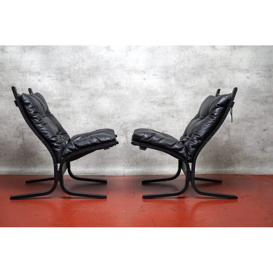 Image 1 of Vintage Siesta aniline leren fauteuils van Ingmar Relling voor Westnofa, Noorwegen 1970
