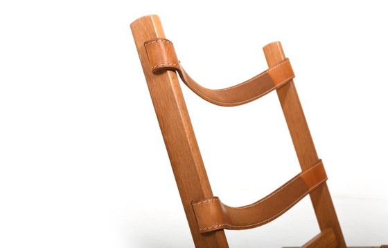 Image 1 of Deense eiken fauteuil met lederen details, 1960